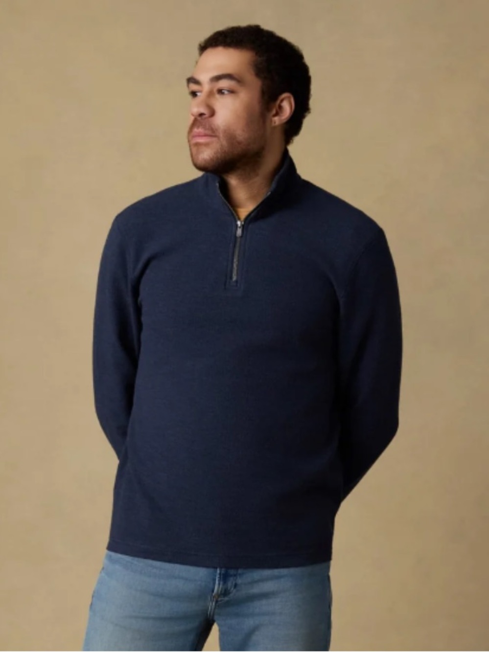 New Chaps Men's Navy Half-Zip Knit Sweater